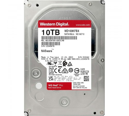 Накопичувач HDD SATA 10.0TB WD Red Pro NAS 7200rpm 512MB (WD103KFBX)
