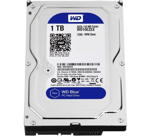 Накопичувач HDD SATA 1.0TB WD Blue 7200rpm 64MB (WD10EZEX)