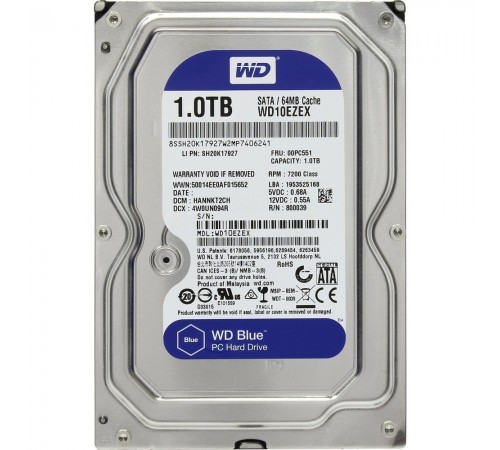 Накопичувач HDD SATA 1.0TB WD Blue 7200rpm 64MB (WD10EZEX) Refurbished