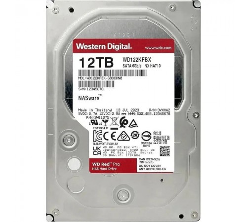 Накопичувач HDD SATA 12.0TB WD Red Pro NAS 7200rpm 512MB (WD122KFBX)