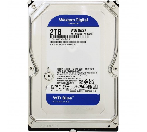 Накопичувач HDD SATA 2.0TB WD Blue 7200rpm 256MB (WD20EZBX)