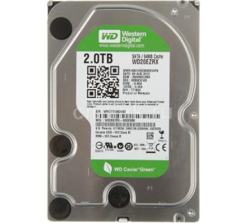 Накопичувач HDD SATA 2.0TB WD Green 5400rpm 64МB (WD20EZRX) гар. 12 мiс.