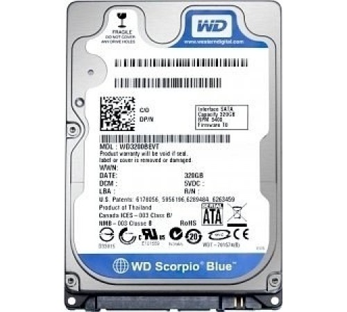Накопичувач HDD 2.5" SATA 320Gb WD, 8Mb, Caviar Blue (WD3200LPVX)