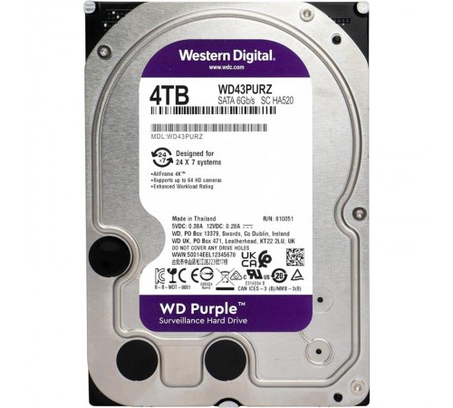 Накопичувач HDD SATA 4.0TB WD Purple 5400rpm 256MB (WD43PURZ)