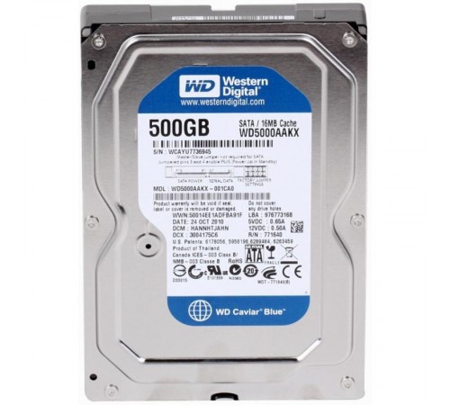 Накопичувач HDD SATA 500GB WD Blue 7200rpm 16MB (WD5000AAKX) Refurbished