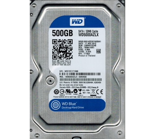 Накопичувач HDD SATA 500GB WD Blue 7200rpm 32MB (WD5000AZLX) Refurbished