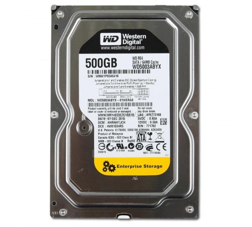 Накопичувач HDD SATA 500GB WD RE4 7200rpm 64МB (WD5003ABYX) гар. 12 мiс.