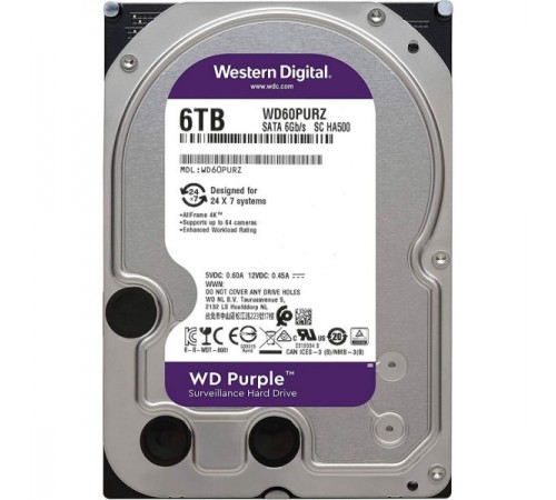 Накопичувач HDD SATA 6.0TB WD Purple 5400rpm 256MB (WD64PURZ)