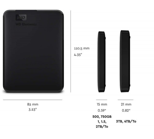 Зовнішній жорсткий диск 2.5" USB 5.0TB WD Elements Portable Black (WDBU6Y0050BBK-WESN)_Bulk