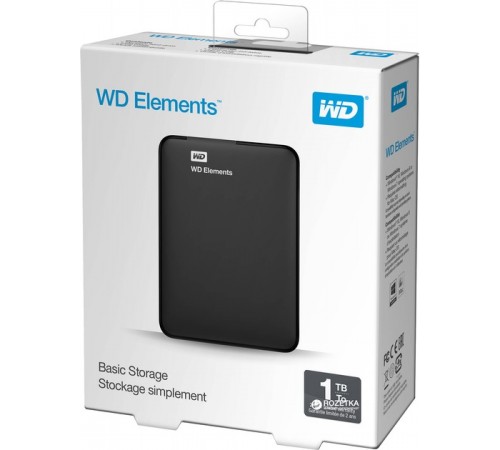 Зовнішній жорсткий диск 2.5" USB 1.0TB WD Elements Black (WDBUZG0010BBK-WESN)_Bulk