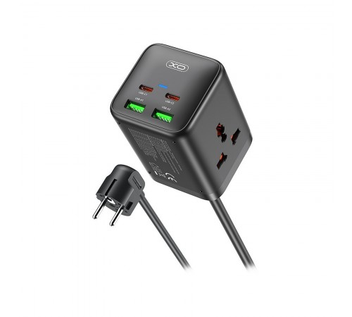 Мережевий фільтр XO (WL24.black) 2 розетки, 2 х USB, 2 x USB-C, 1.5 м, Black