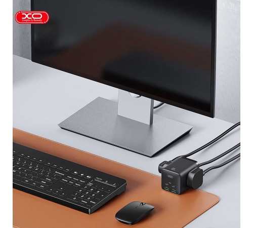 Мережевий фільтр XO (WL24.black) 2 розетки, 2 х USB, 2 x USB-C, 1.5 м, Black
