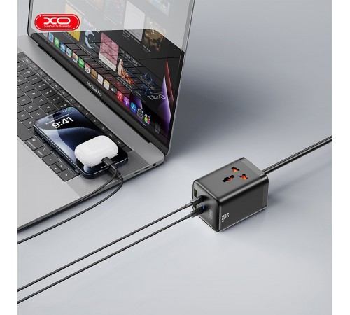 Мережевий фільтр XO (WL24.black) 2 розетки, 2 х USB, 2 x USB-C, 1.5 м, Black