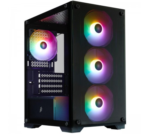 Корпус 1stPlayer X2-M-BK-4F7 Black без БЖ