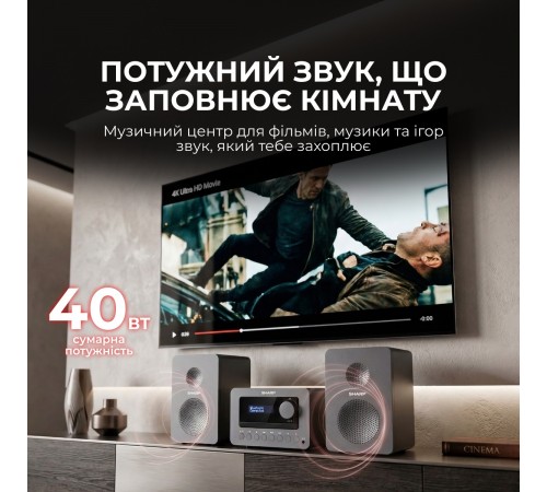 Мікросистема Sharp Micro Sound System Grey (XL-B514(GY))