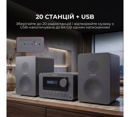 Мікросистема Sharp Micro Sound System Grey (XL-B514(GY))