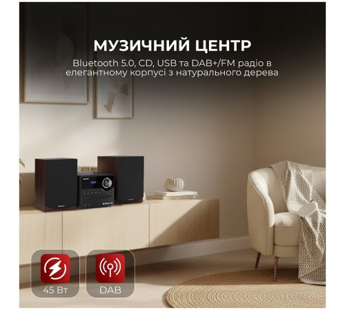 Мікросистема Sharp Micro Sound System Brown (XL-B517D(BR))