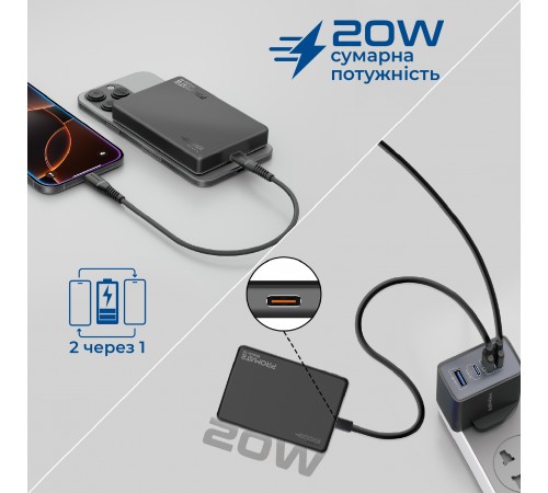 Універсальна мобільна батарея Promate Blade-10 MagSafe 10000mAh 20W Black