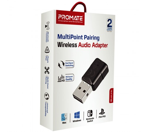 Bluetooth-адаптер аудіо Promate BlueLink Bluetooth 5.0 Black Bluetooth-адаптер аудіо Promate BlueLink Bluetooth 5.0 Black
