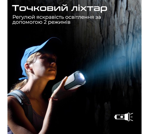 Ліхтарик кемпінговий Promate з Bluetooth колонкою та вбудованим повербанком на 6000 мАг Green (campmate-4)