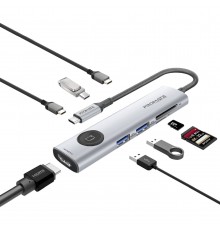 USB-хаб Promate ComandHub-Lite USB Type-C Grey
