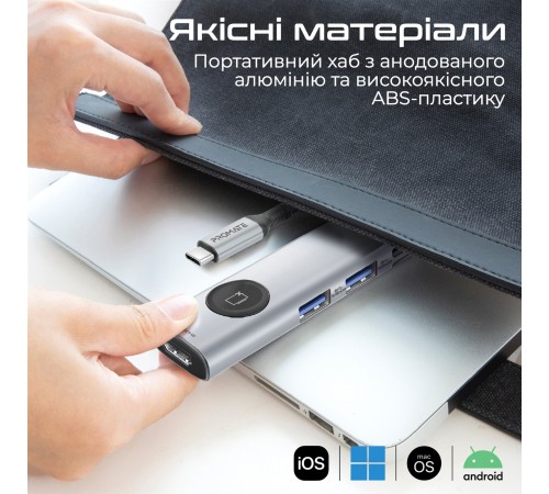 USB-хаб Promate ComandHub-Lite USB Type-C Grey USB-хаб Promate ComandHub-Lite USB Type-C Grey