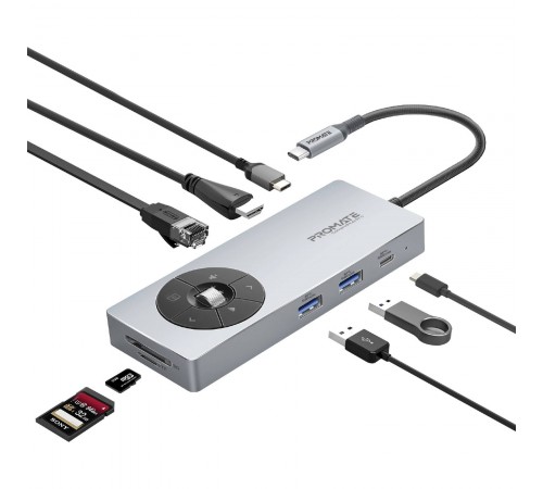 USB-хаб Promate ComandHub-Pro USB Type-C Grey