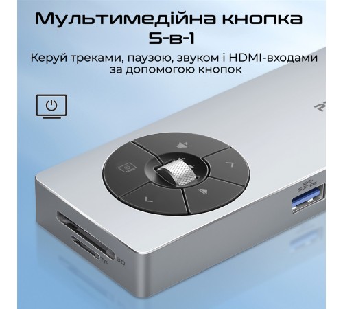 USB-хаб Promate ComandHub-Pro USB Type-C Grey