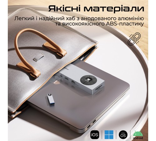 USB-хаб Promate ComandHub-Pro USB Type-C Grey