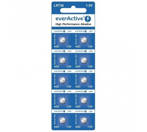 Батарейка everActive LR736 (LR41/G3) BL 10шт Батарейка everActive LR736 (LR41/G3) BL 10шт