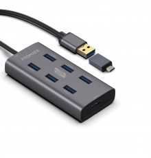 USB-хаб Promate EzHub Grey 7 ports