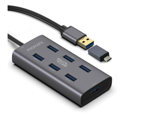 USB-хаб Promate EzHub Grey 7 ports
