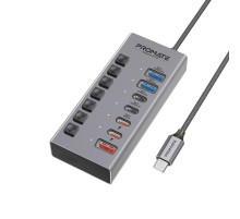 Концентратор USB Type-C Promate Gegahub-10G 7 in 1 Grey (gegahub-10g)