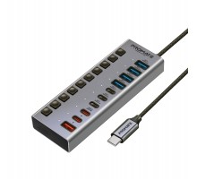 Концентратор USB Type-C Promate Gegahub-5G 10 in 1 Grey (gegahub-5g)
