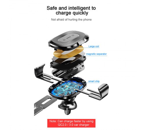 Автотримач з БЗП Baseus Gravity Wireless Air Vent (WXYL) Чорний Автотримач з БЗП Baseus Gravity Wireless Air Vent (WXYL) Чорний