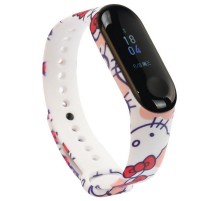 Силіконовий ремінець для Xiaomi Mi Band 3/4 Hello Kitty / Рожевий