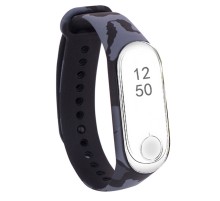 Силіконовий ремінець з малюнком для Xiaomi Mi Band 3/4 Хакі / Сірий