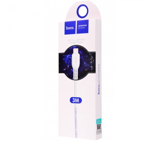 Дата кабель Hoco X20 Flash Lightning (3m) Білий Дата кабель Hoco X20 Flash Lightning (3m) Білий