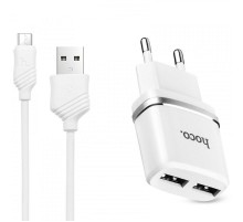 МЗП Hoco C12 Charger + Cable (Micro) 2.4A 2USB Білий
