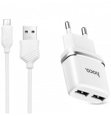 МЗП Hoco C12 Charger + Cable (Micro) 2.4A 2USB Білий