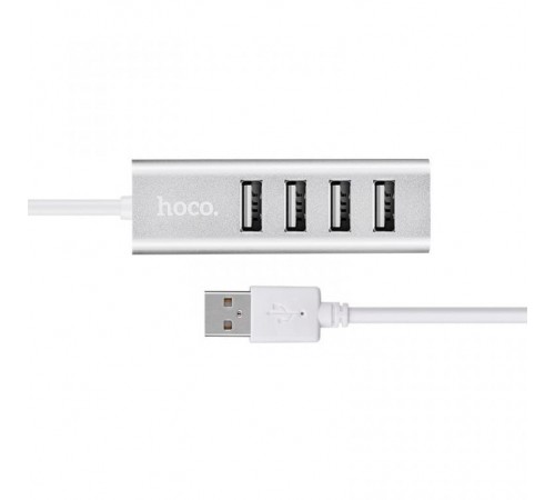 Перехідник HUB Hoco HB1 USB to USB 2.0 (4 port) (1m) Срібний Перехідник HUB Hoco HB1 USB to USB 2.0 (4 port) (1m) Срібний