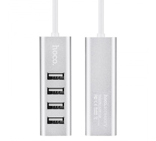 Перехідник HUB Hoco HB1 USB to USB 2.0 (4 port) (1m) Срібний Перехідник HUB Hoco HB1 USB to USB 2.0 (4 port) (1m) Срібний