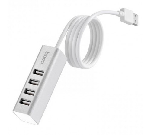 Перехідник HUB Hoco HB1 USB to USB 2.0 (4 port) (1m) Срібний Перехідник HUB Hoco HB1 USB to USB 2.0 (4 port) (1m) Срібний