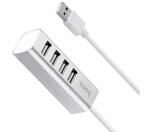 Перехідник HUB Hoco HB1 USB to USB 2.0 (4 port) (1m) Срібний Перехідник HUB Hoco HB1 USB to USB 2.0 (4 port) (1m) Срібний