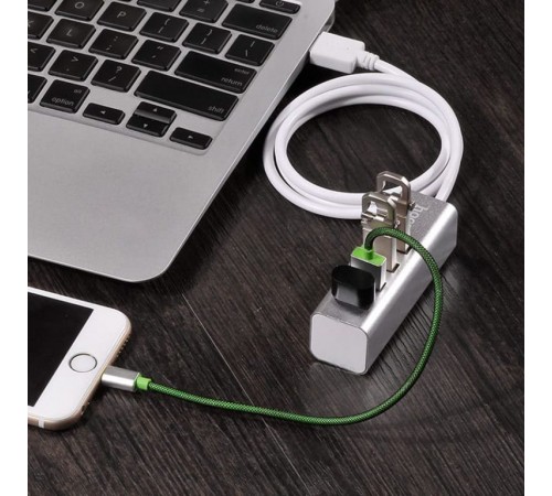 Перехідник HUB Hoco HB1 USB to USB 2.0 (4 port) (1m) Срібний Перехідник HUB Hoco HB1 USB to USB 2.0 (4 port) (1m) Срібний