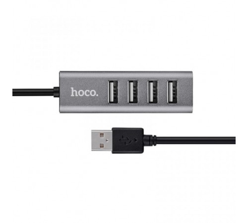 Перехідник HUB Hoco HB1 USB to USB 2.0 (4 port) (1m) Сірий Перехідник HUB Hoco HB1 USB to USB 2.0 (4 port) (1m) Сірий