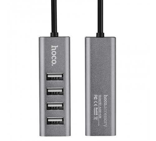 Перехідник HUB Hoco HB1 USB to USB 2.0 (4 port) (1m) Сірий Перехідник HUB Hoco HB1 USB to USB 2.0 (4 port) (1m) Сірий