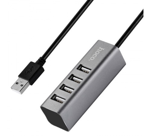Перехідник HUB Hoco HB1 USB to USB 2.0 (4 port) (1m) Сірий Перехідник HUB Hoco HB1 USB to USB 2.0 (4 port) (1m) Сірий