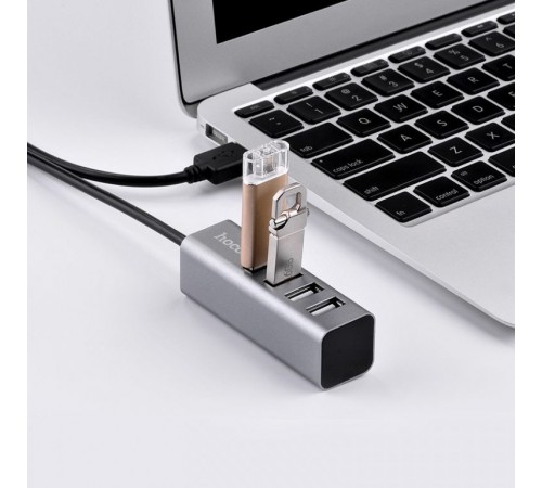 Перехідник HUB Hoco HB1 USB to USB 2.0 (4 port) (1m) Сірий Перехідник HUB Hoco HB1 USB to USB 2.0 (4 port) (1m) Сірий