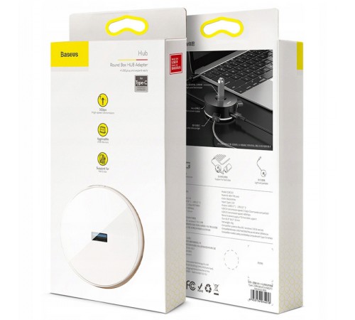Перехідник HUB Baseus Round Box Type-C to USB 3.0 + 3USB 2.0 (CAHUB-G) Білий